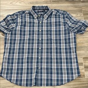 Nautica Blue and White Checkered Casual Shirt